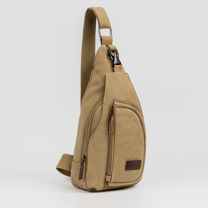 Compact Nylon Crossbody Shoulder Bag with Multiple Zip Compartments