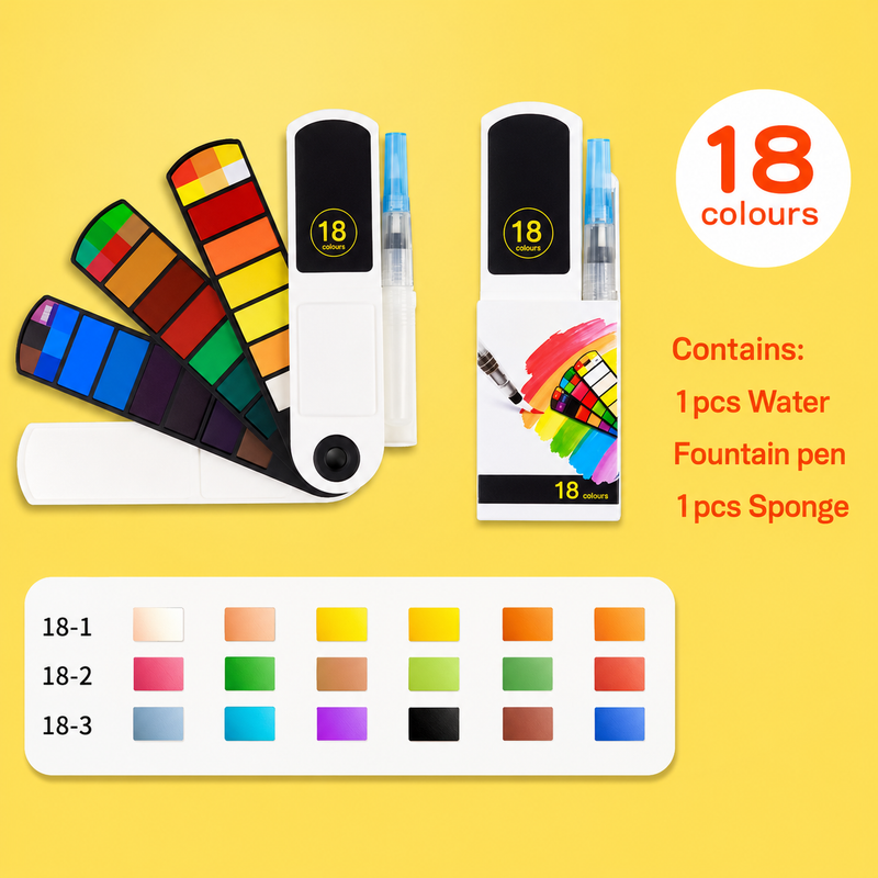 Portable Watercolour Paint Set with Water Brush