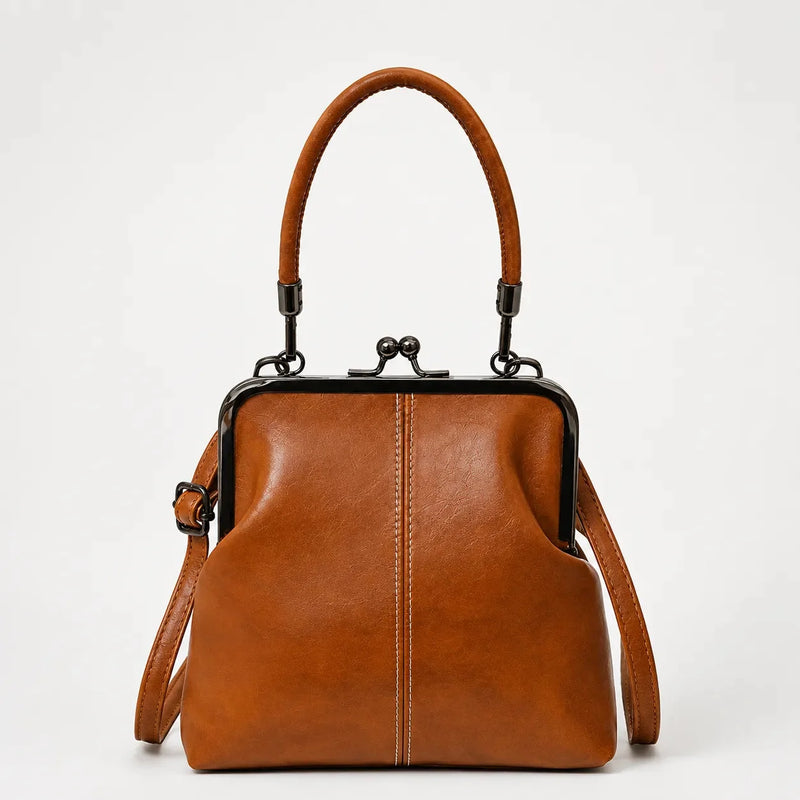 Vintage Kiss-Lock Handbag with Detachable Shoulder Strap
