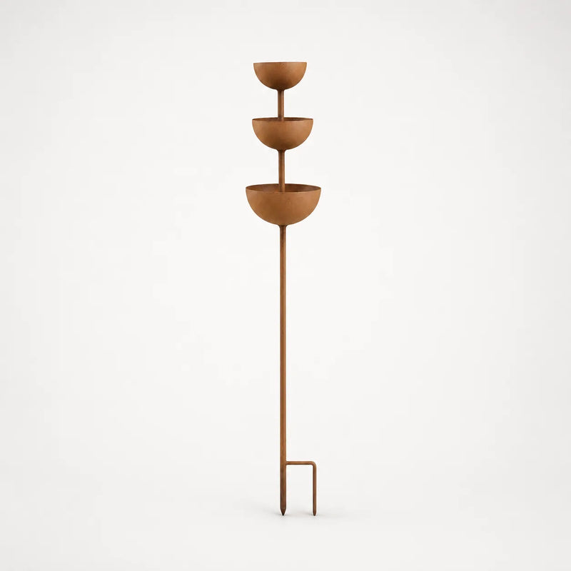 Three-Tier Iron Garden Bird Station with Ground Stake