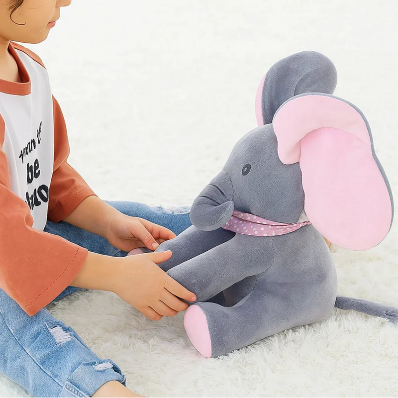 Interactive Peek-A-Boo Plush Elephant with Moving Ears