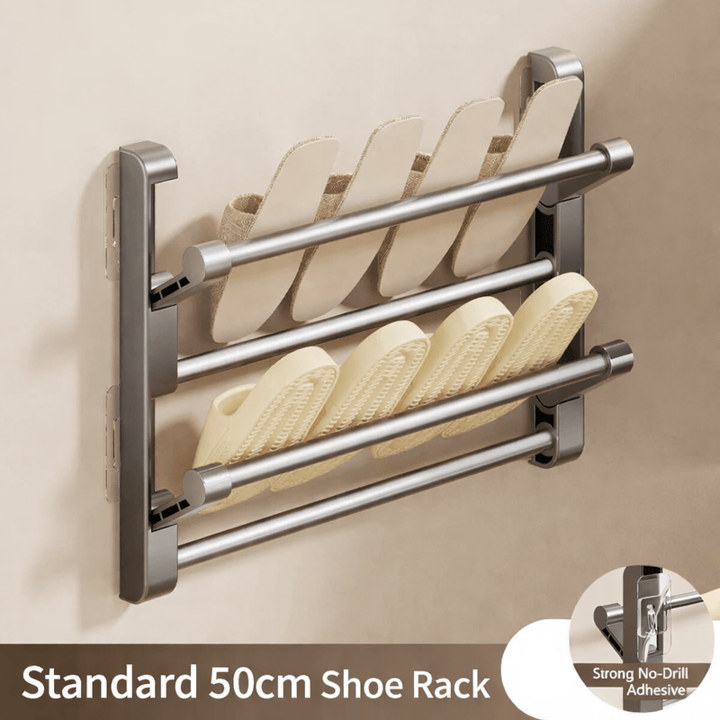 Wall-Mounted Shoe Rack with Drainage System for Space-Saving Storage