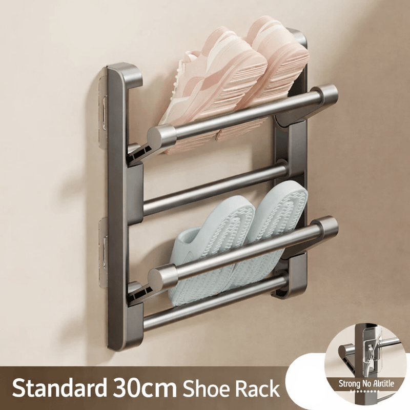 Wall-Mounted Shoe Rack with Drainage System for Space-Saving Storage