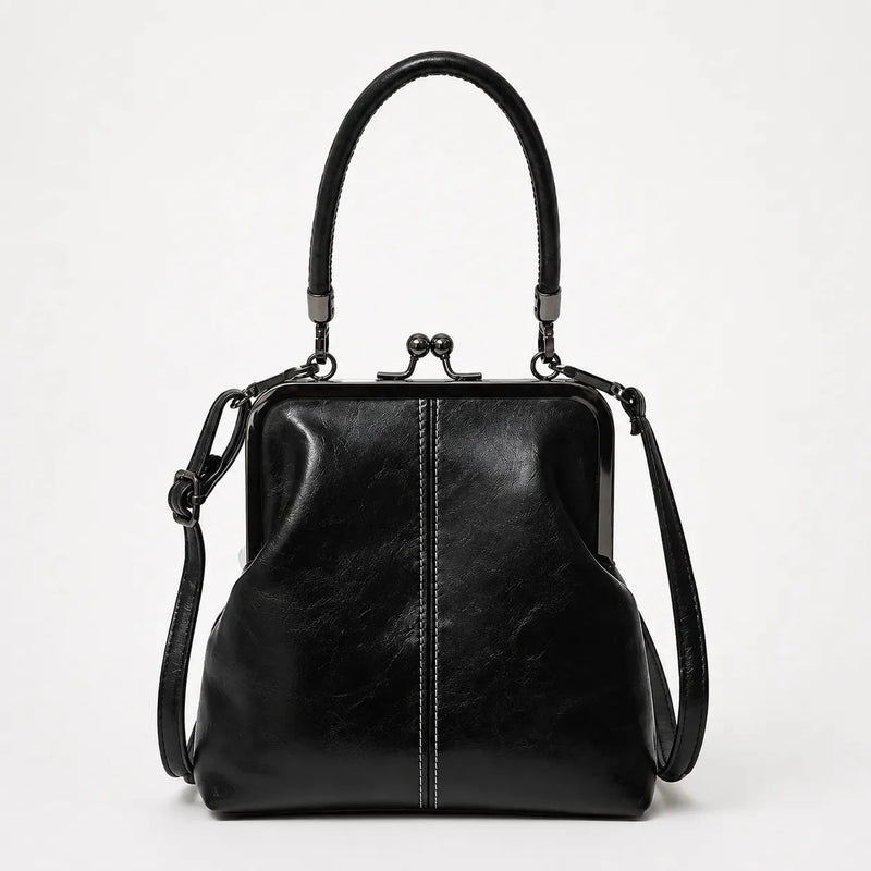 Vintage Kiss-Lock Handbag with Detachable Shoulder Strap