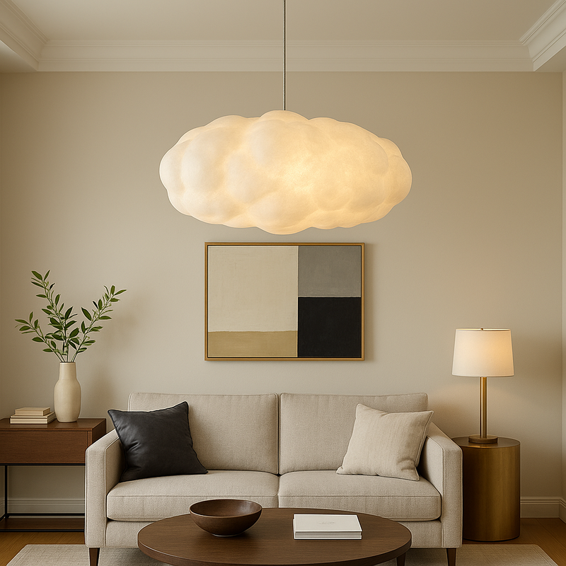 Cloud-Shaped PVC Pendant Light with Adjustable Suspension