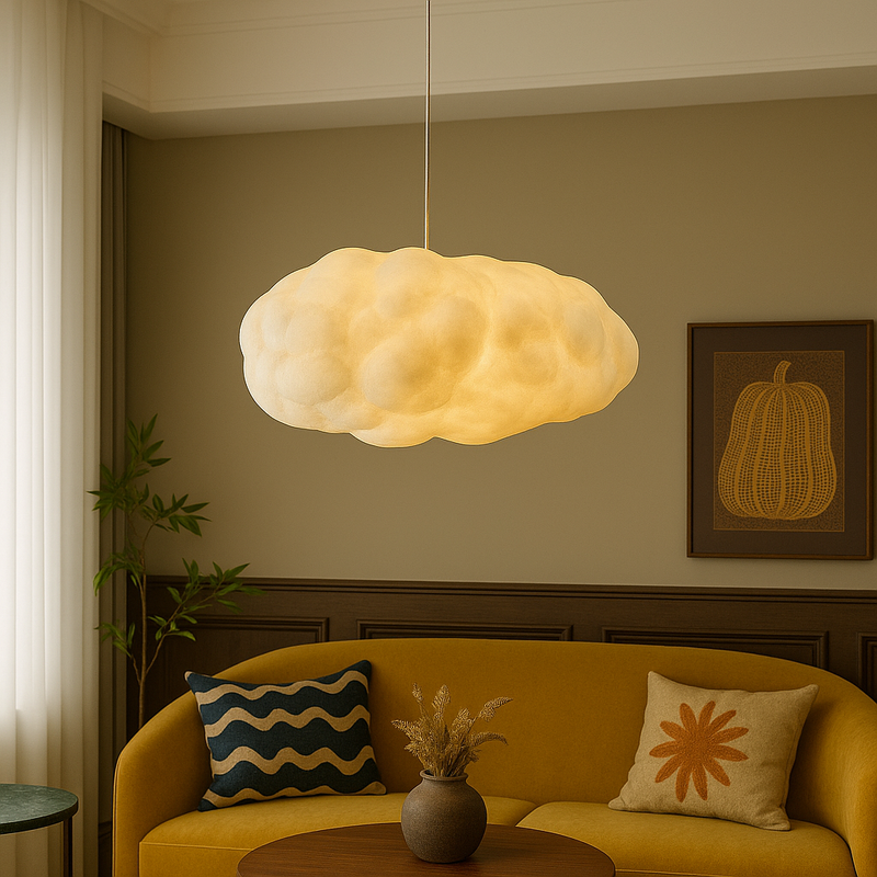 Cloud-Shaped PVC Pendant Light with Adjustable Suspension