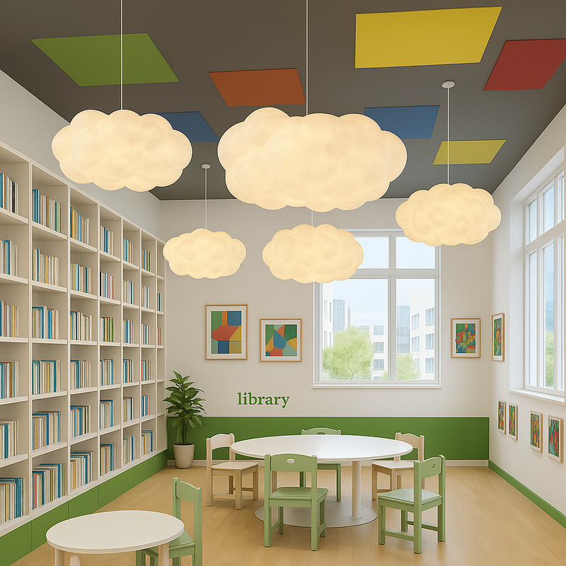 Cloud-Shaped PVC Pendant Light with Adjustable Suspension