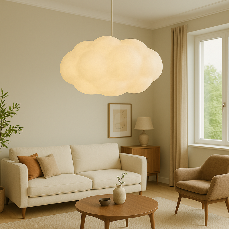 Cloud-Shaped PVC Pendant Light with Adjustable Suspension
