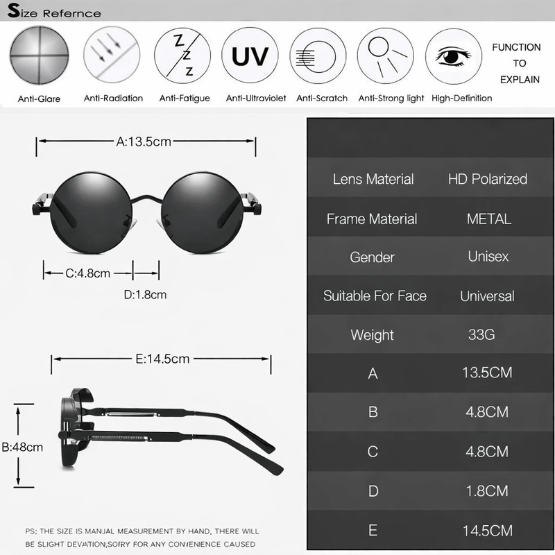 Unisex Vintage Polarised Sunglasses with UV400 Protection