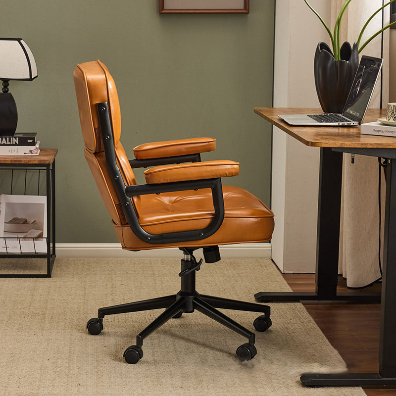 Swivel Leather Office Chair with Adjustable Height