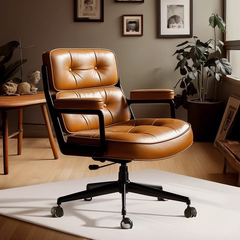 Swivel Leather Office Chair with Adjustable Height