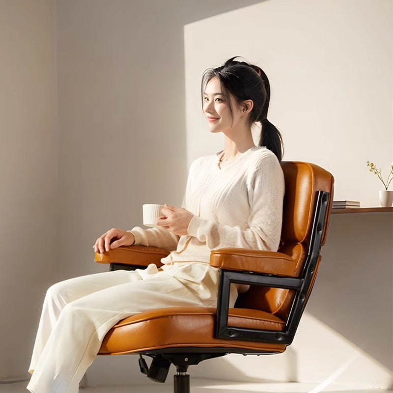 Swivel Leather Office Chair with Adjustable Height