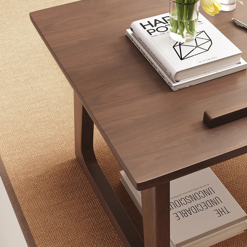 Folding Solid Wood Side Table with Adjustable Top