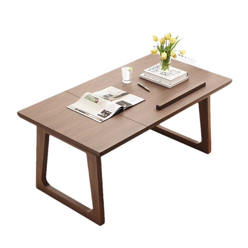 Folding Solid Wood Side Table with Adjustable Top