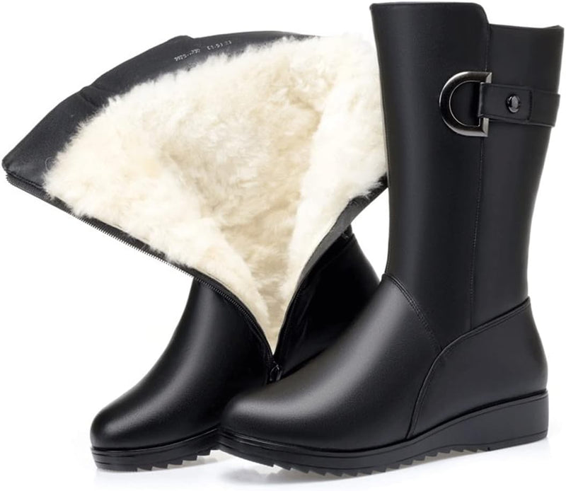 Ladies' Winter Boots with Faux Fur Lining – Waterproof Non-Slip Ankle Boots for Cold Days