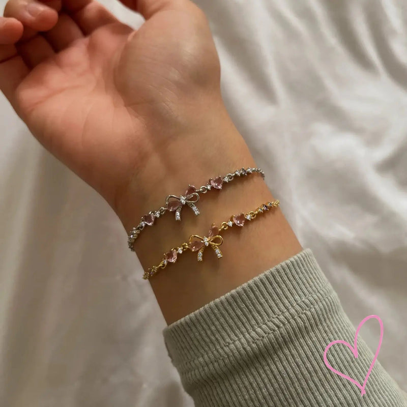 Women's Stainless Steel Bow Cuff Bracelet with Stone Detail