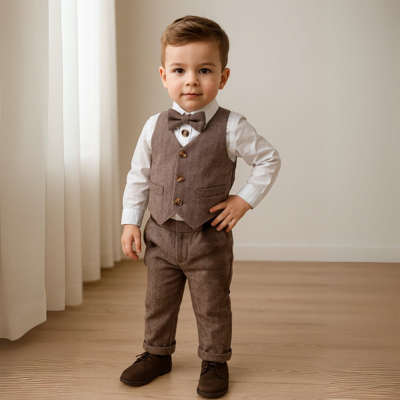 Children's Outfit Set for Toddlers and Kids with Waistcoat and Bow Tie for Special Occasions