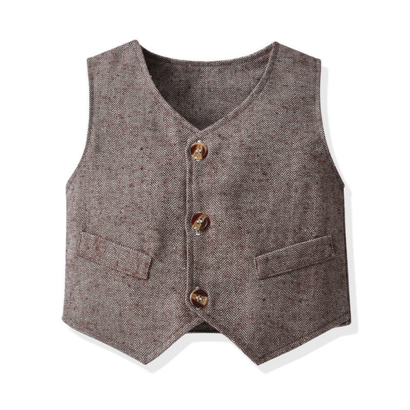 Children's Outfit Set for Toddlers and Kids with Waistcoat and Bow Tie for Special Occasions