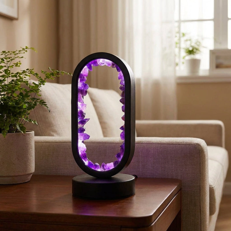Isolde Amethyst Crystal Oval Table Lamp