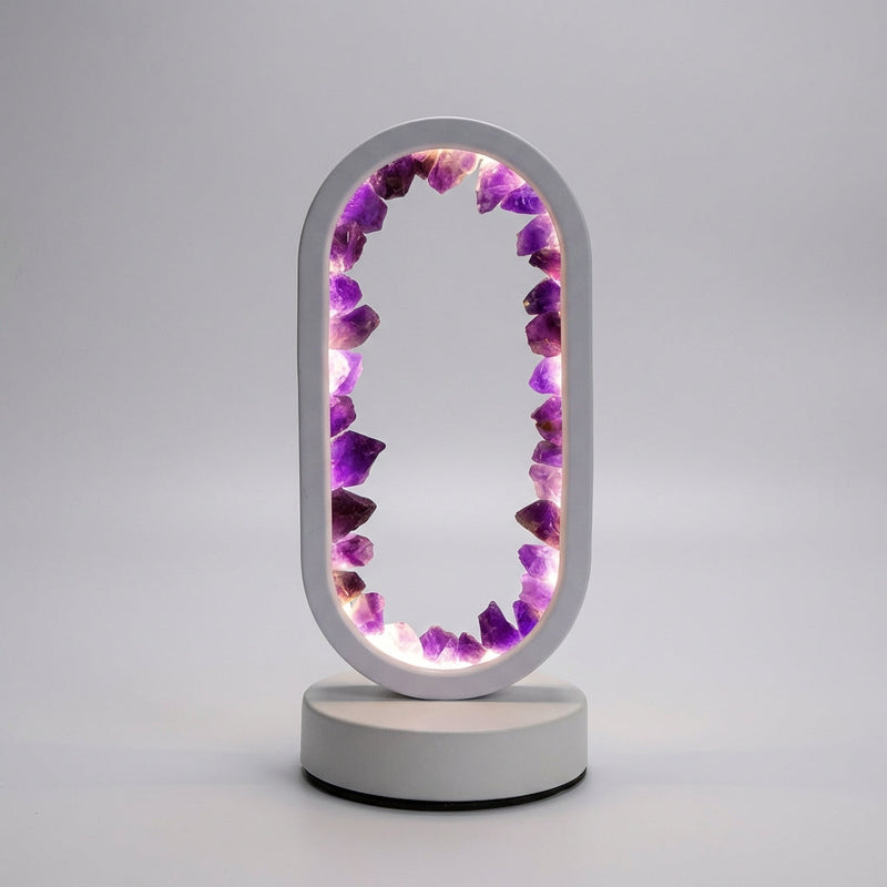 Isolde Amethyst Crystal Oval Table Lamp