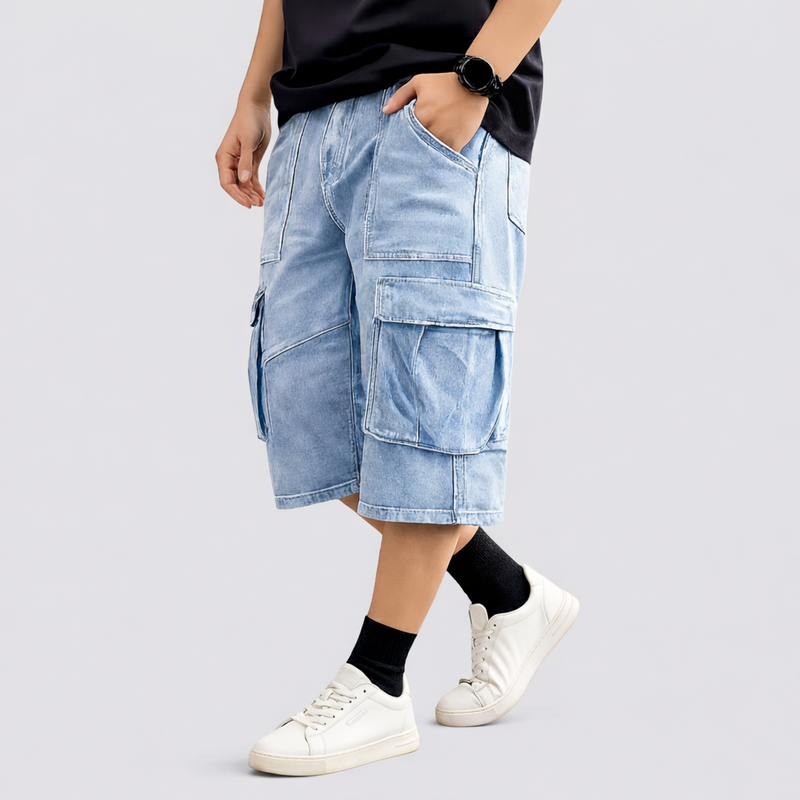 Casual Men's Denim Cargo Shorts – Robust and Practical for Daily Use