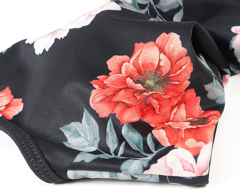 Ladies High Waist Bikini with Tropical Print and Pads