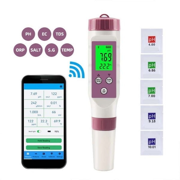 Digital 7-in-1 Water Quality Tester with Bluetooth App