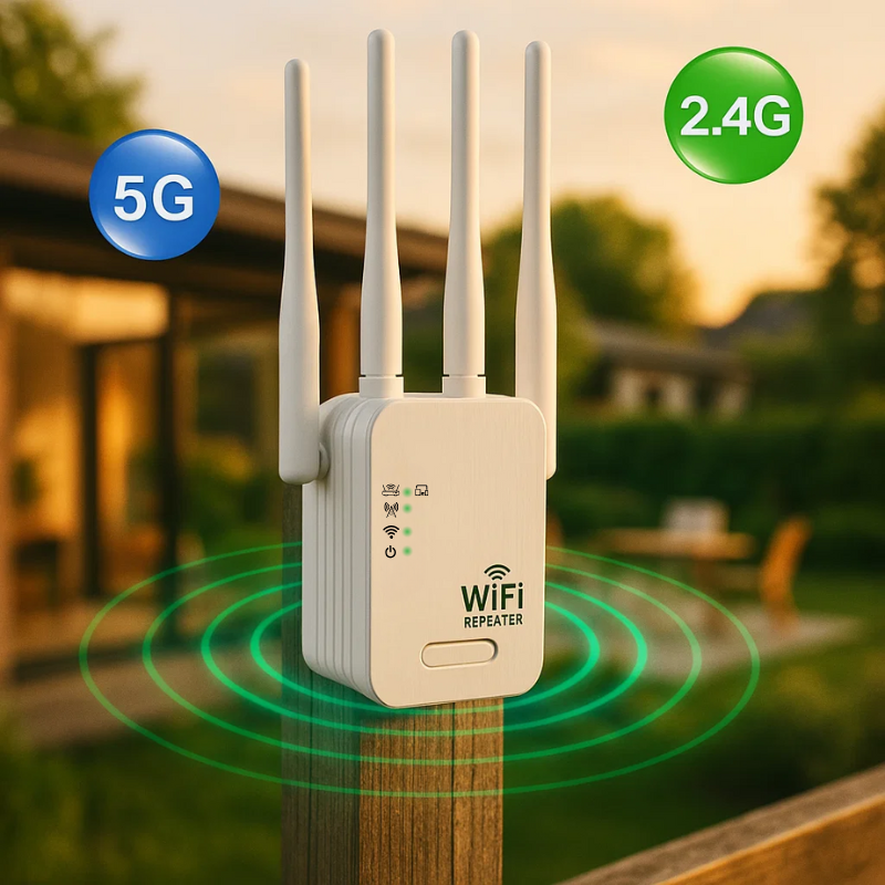Dual-Band WiFi Range Extender with 2.4GHz & 5GHz Connectivity