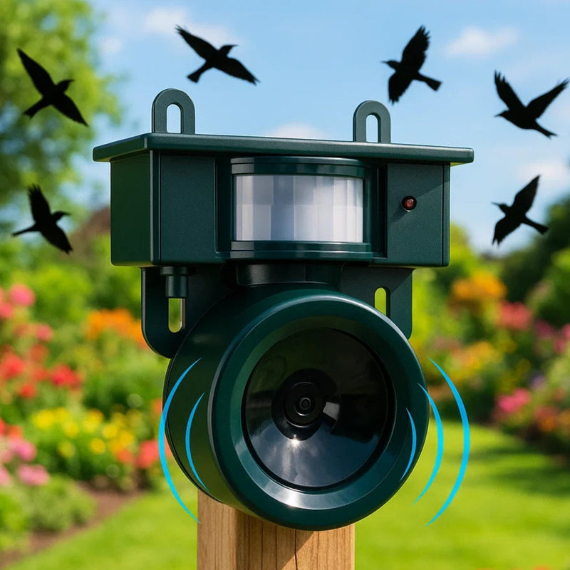Outdoor Motion Sensor Bird Repeller with Adjustable Sound Modes
