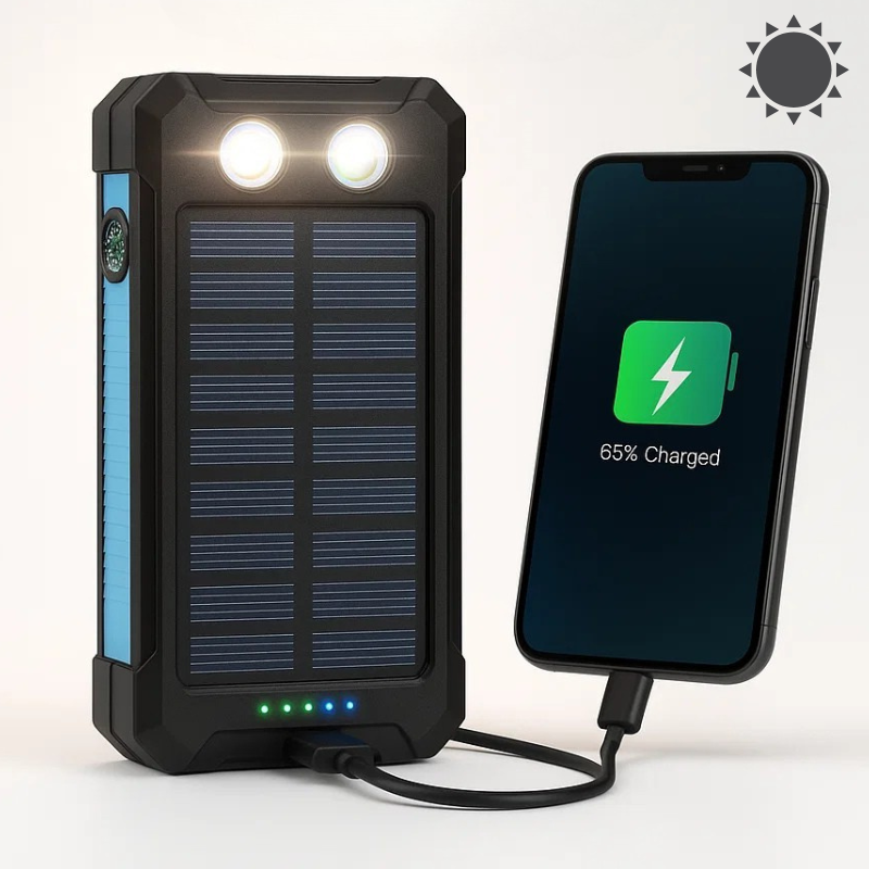 20000mAh Solar Power Bank – Waterproof, Rugged & With Torch