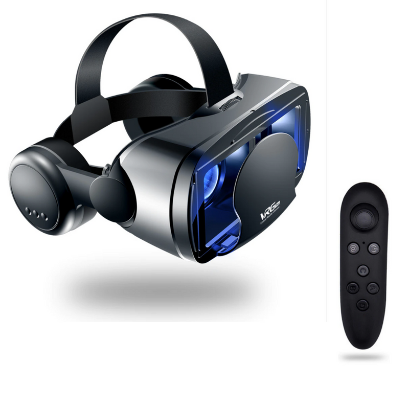 Smartphone VR Headset with Integrated Headphones and Adjustable Lenses