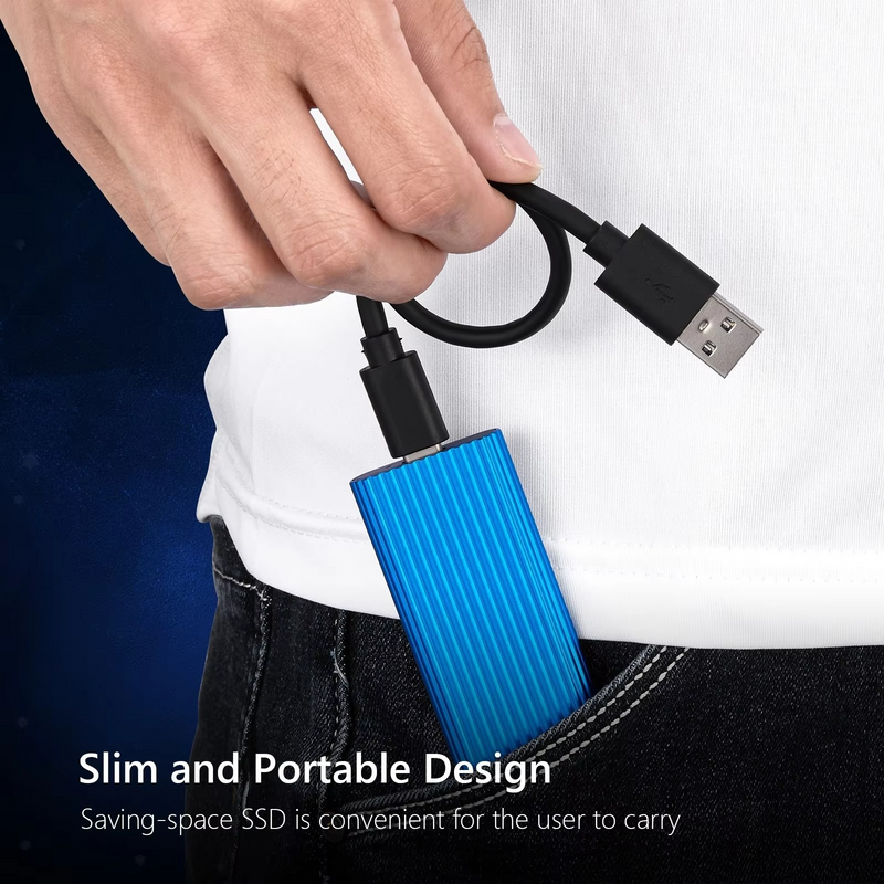 Portable External SSD with USB 3.1 Connection for File Storage