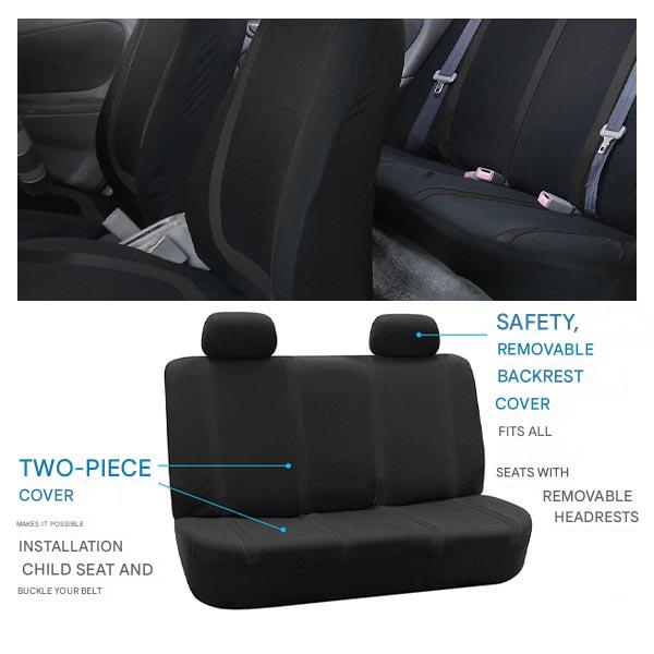 Car Seat Cover Set with Washable Polyester Seat and Headrest Covers