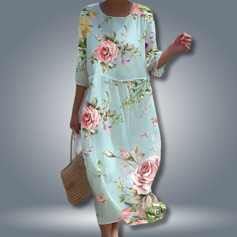 Summer Dress for Women with Abstract Floral Pattern and A-Line