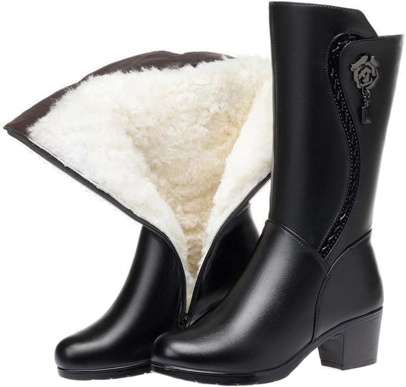 Ladies' Winter Boots with Faux Fur Lining – Waterproof Non-Slip Ankle Boots for Cold Days