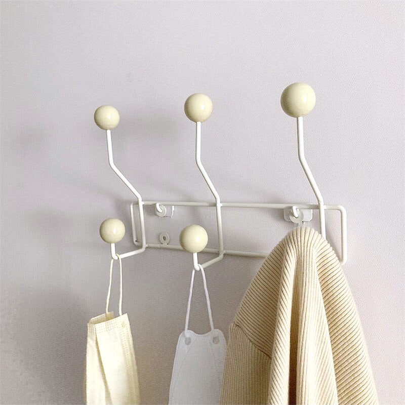 Mid-Century Wall Hook Rack with Rounded Knobs
