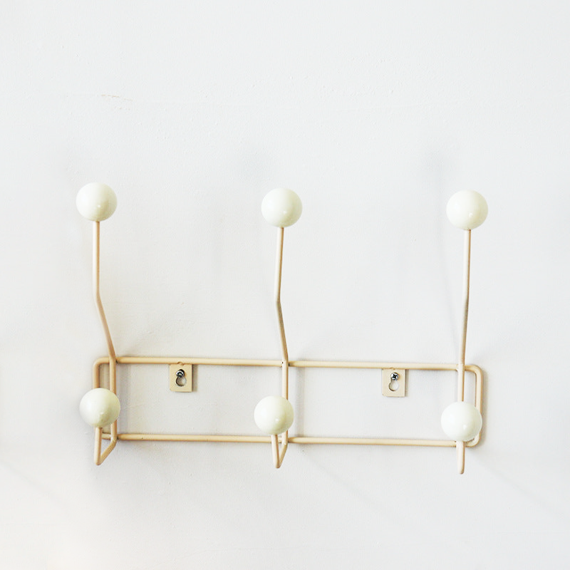 Mid-Century Wall Hook Rack with Rounded Knobs