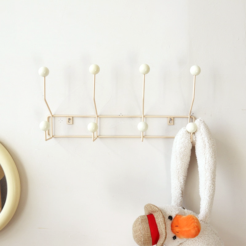 Mid-Century Wall Hook Rack with Rounded Knobs