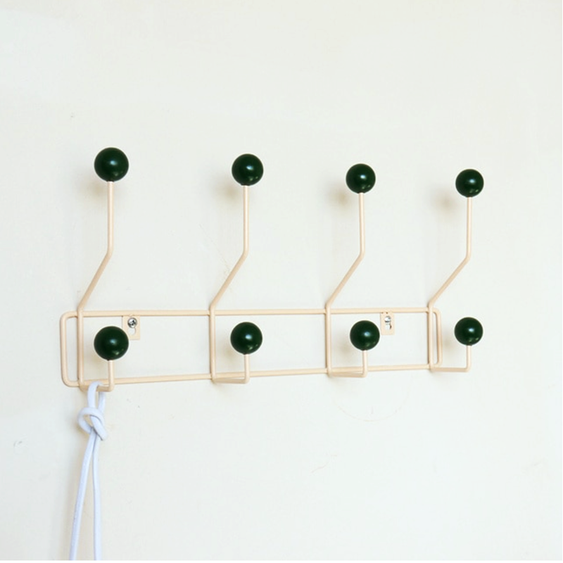 Mid-Century Wall Hook Rack with Rounded Knobs
