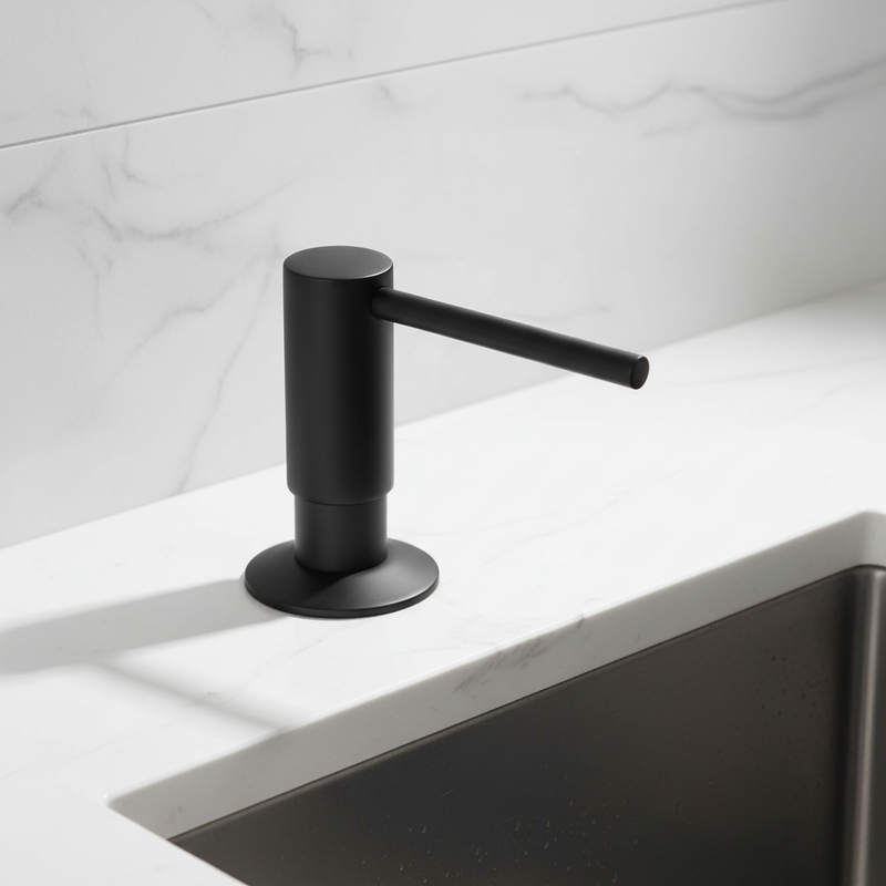 Built-In Kitchen Soap Dispenser with Brass Pump and Refillable Bottle