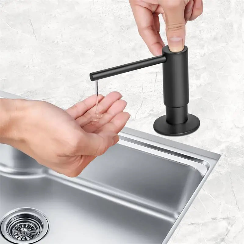 Built-In Kitchen Soap Dispenser with Brass Pump and Refillable Bottle