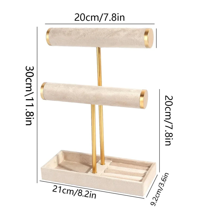 Two-Tier Jewellery Display Stand with T-Bar Organiser