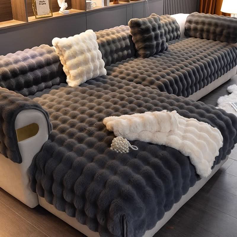 Plush Sofa Protector Cover with Quilted Non-Slip Design