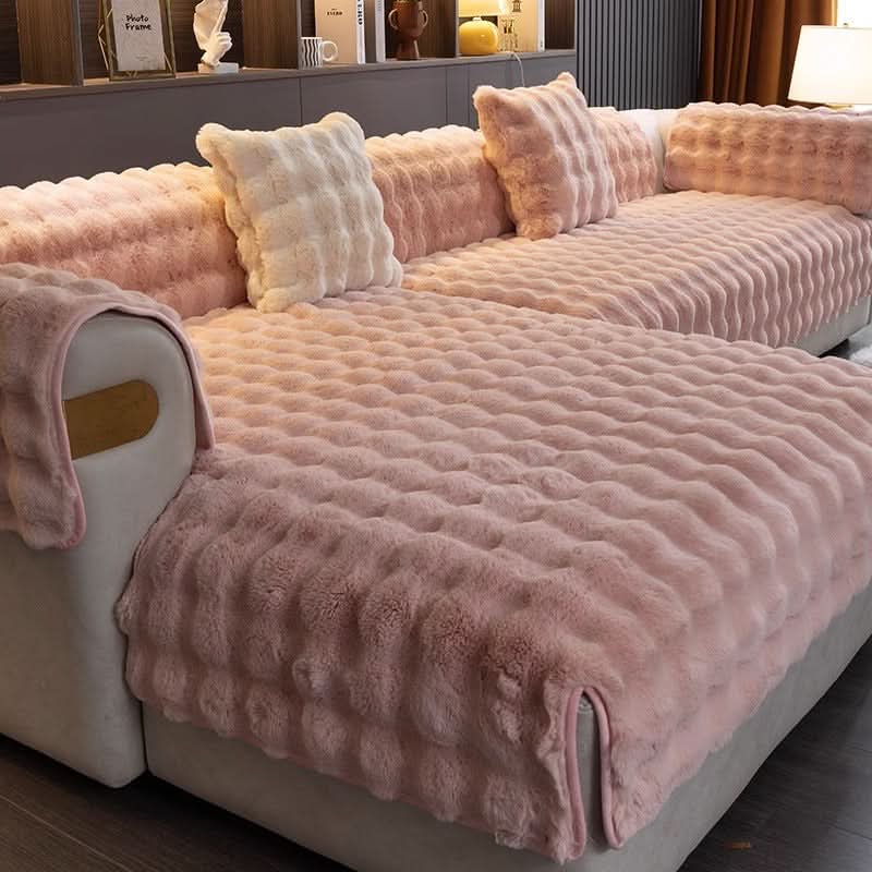 Plush Sofa Protector Cover with Quilted Non-Slip Design