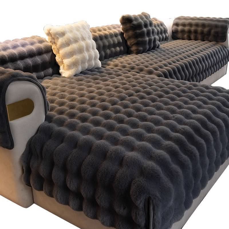 Plush Sofa Protector Cover with Quilted Non-Slip Design