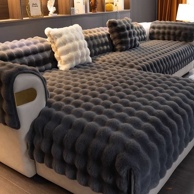 Plush Sofa Protector Cover with Quilted Non-Slip Design