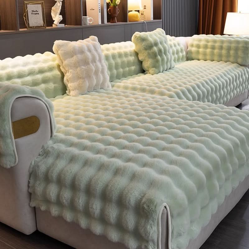 Plush Sofa Protector Cover with Quilted Non-Slip Design