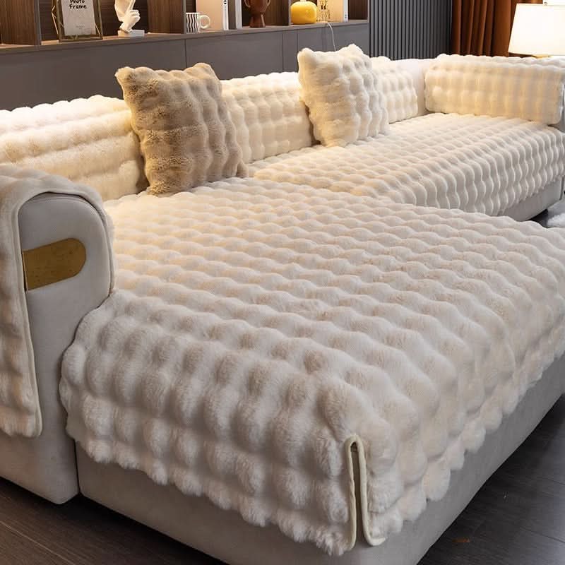 Plush Sofa Protector Cover with Quilted Non-Slip Design