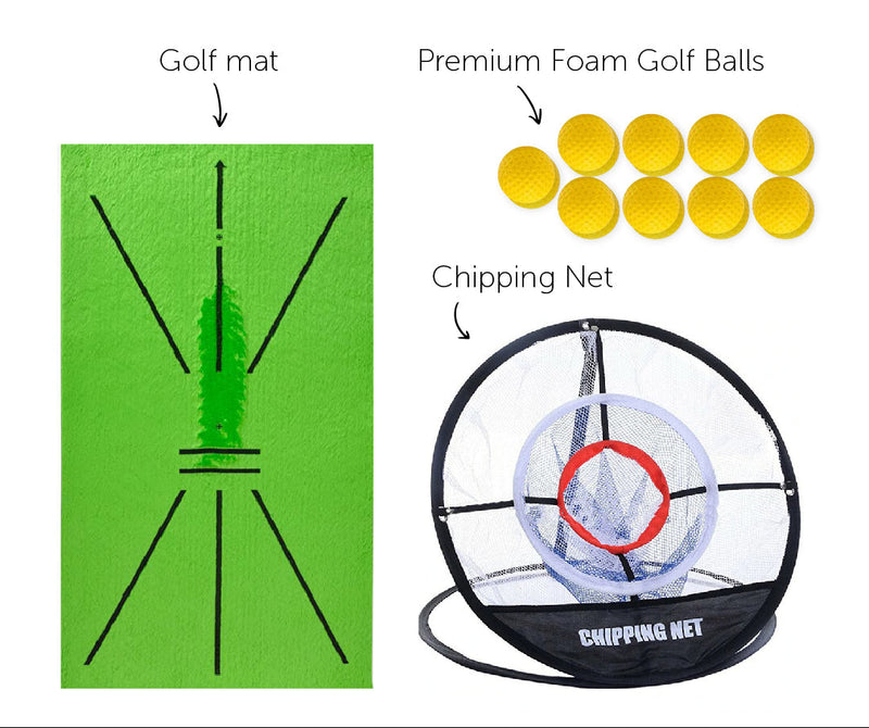 Golf Swing Training Mat with Impact Feedback & Alignment Guides