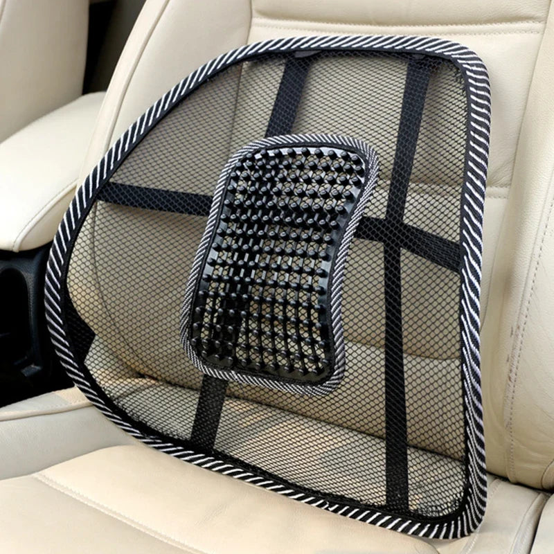 Breathable Mesh Car Lumbar Support Cushion with Massage Option